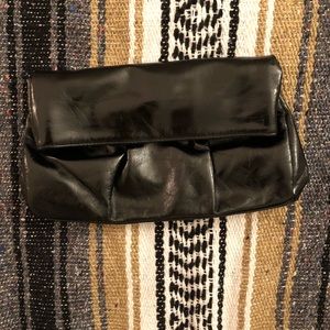 Fold over black clutch
